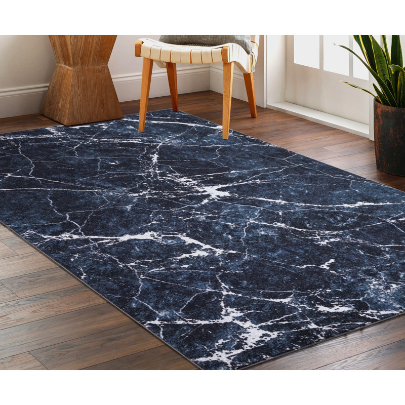 Tapis noir lavable antidérapant Lyanne, Rectangle 7 pi 10 po x 10 pi