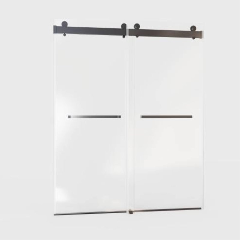 Porte de douche coulissante double sans cadre à fermeture en douceur 56'-60''L x 76''H