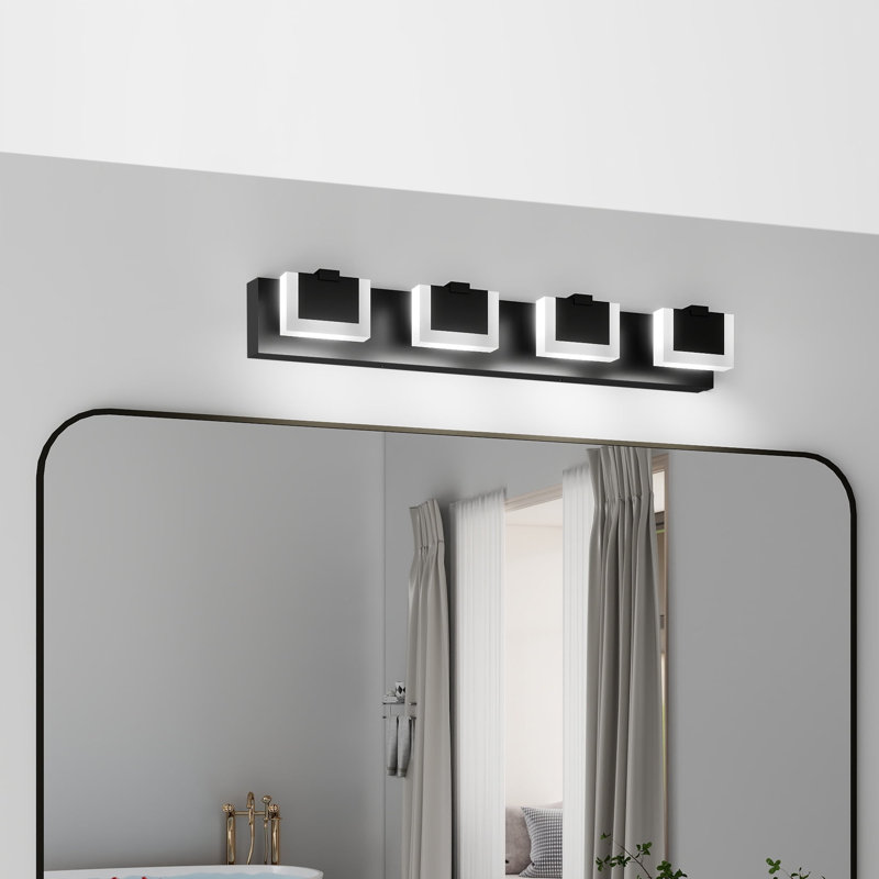 Luminaire de salle de bain à DEL, luminaire de salle de bain à intensité variable, noir mat moderne, 46'' / 6 Lights