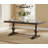74.8-Inch Long Vintage Farmhouse Dining Table For 6-8 People, 6.23 Ft Rustic Kitchen Table With Sturdy Wooden Frame, Features Weathered Walnut Textured Tabletop, T-Shaped Carved Solid Wood Double  Pedestal Legs, Non-Extendable, Dark Brown