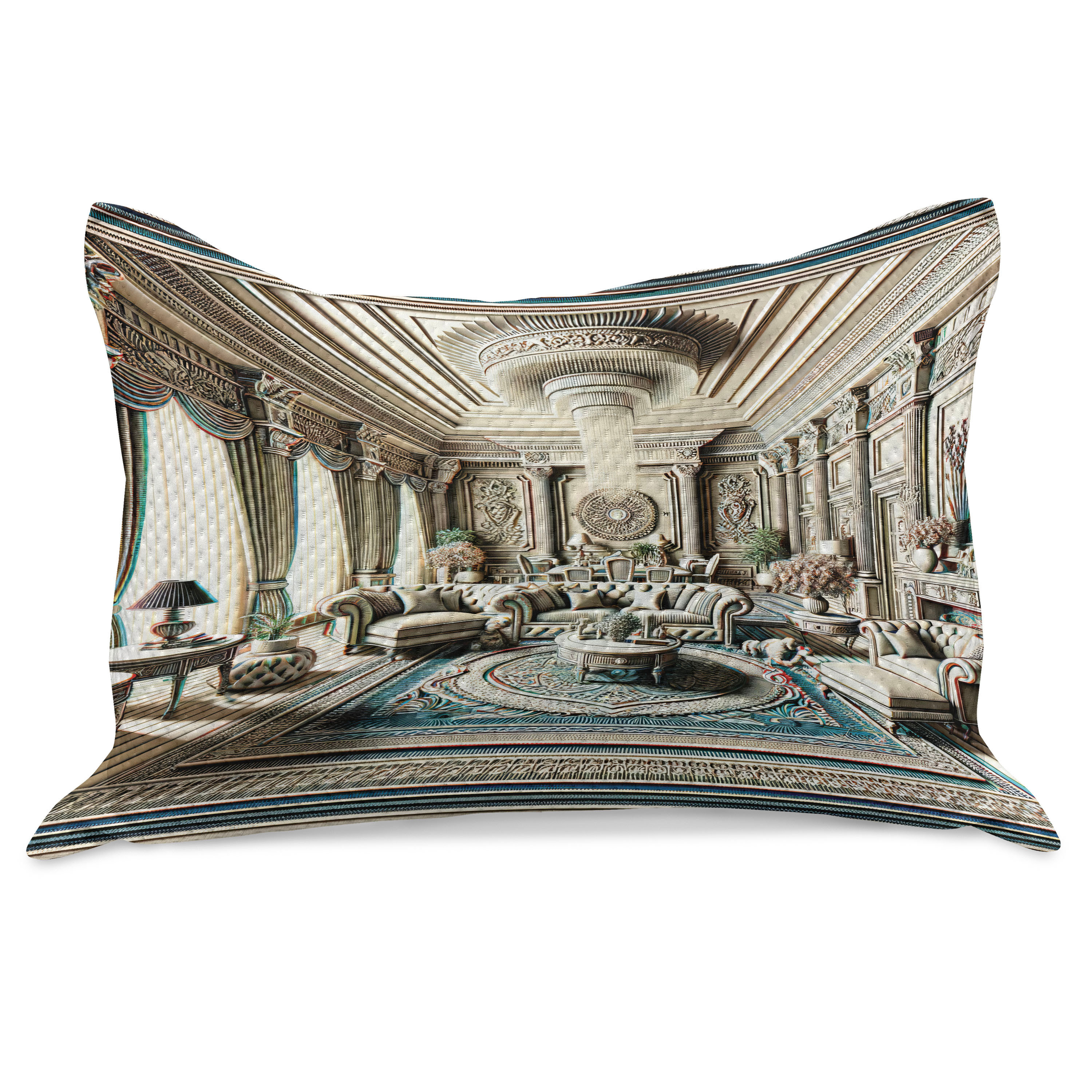 Picture of Ambesonne Classic Quilt Pillow Cover Ritzy Room Posh Scene Print ...