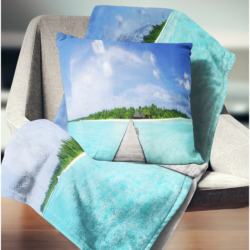 Coussin paysage paysage marin Maldives, 18 po x 18 po, Carré