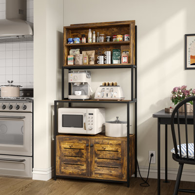 Nyyear 67.33'' Pantry Cabinet with Charging Station and Microwave Shelf for Kitchen