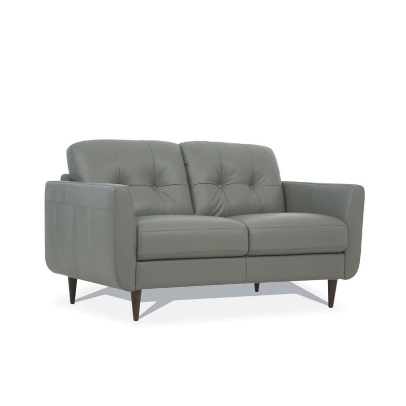 Causeuse 59 po Radwan, cuir vert pesto