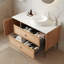 Meuble-lavabo autoportant 48 po avec lavabo rond en céramique blanc et 4 pieds en métal-190312530-190312532