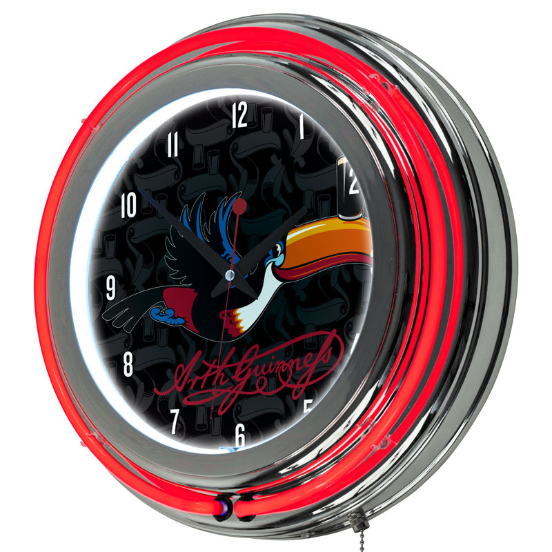Horloge murale 14,5" guinness toucan néon