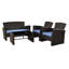 Ensemble de conversation en osier / rotin pour 4 personnes avec coussins Aanand-1078512830