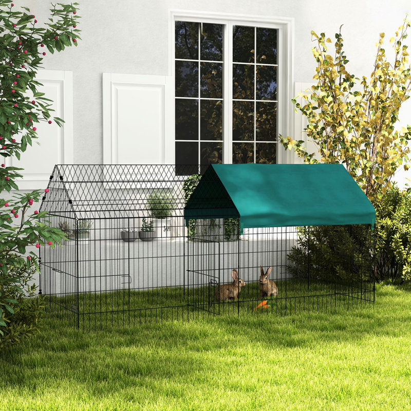 Parc pour petits animaux de 87 po - convient aux lapins, aux poulets et aux chinchillas. Cage extérieure et intérieure avec accès et caractéristiques faciles, acier avec assemblage,
