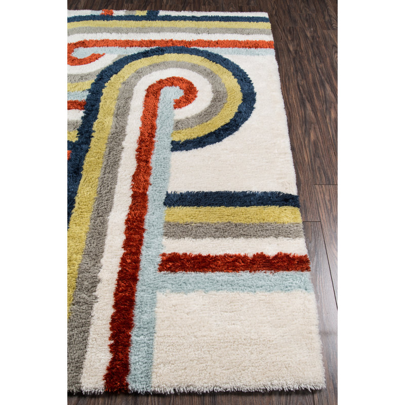 Retro Multicolor Hand-Tufted Shag Rug, 7'6" x 9'6"