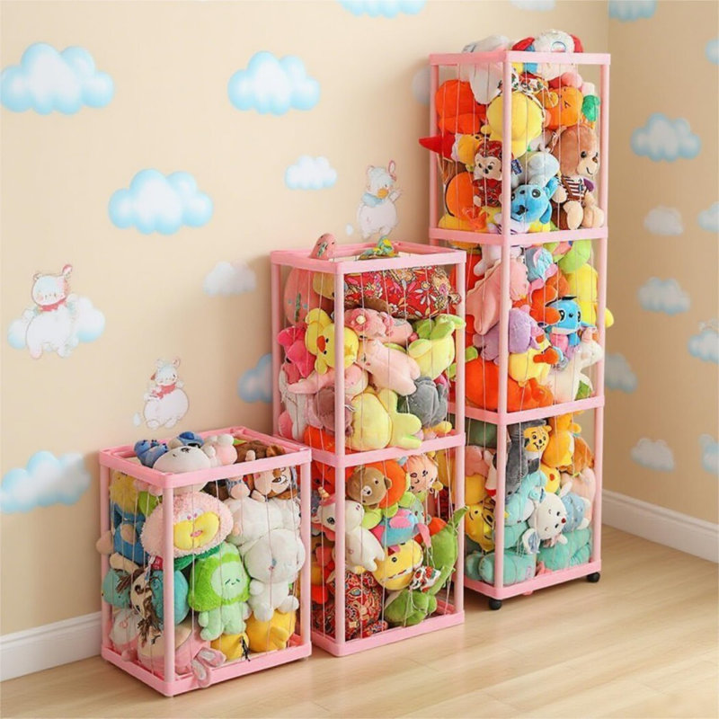 Grand bac de rangement, panier à linge pliable pour la lessive, pouvant contenir des jouets en peluche, Beige