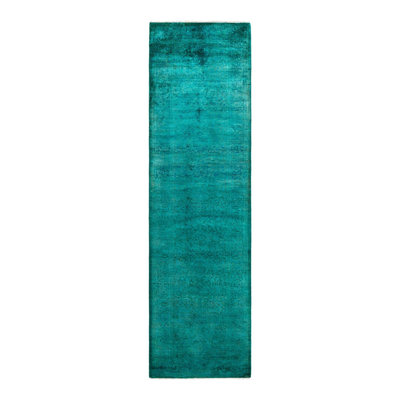 Overyed One-of-a-Kind Runner 2'9" X 9'10" New Age Runner Wool Area Rug Green/Black