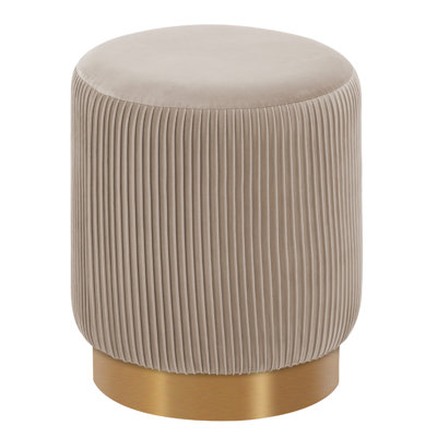 Tully 15.5" Wide Velvet Round Standard Ottoman by Everly Quinn