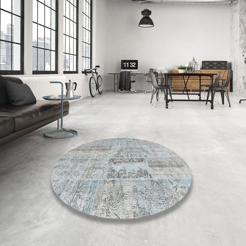 Tapis abstrait gris, Rond 3 pi