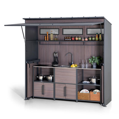 Sunjoy Fleetwood Outdoor Grill Kitchen set  With Outdoor Kitchen Cabinets, Shelves, And Sink Options