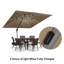 Parasol carré extérieur robuste à double dessus décalé 10 pi avec lumières, tissu de qualité supérieure, avec base, beige-771917829
