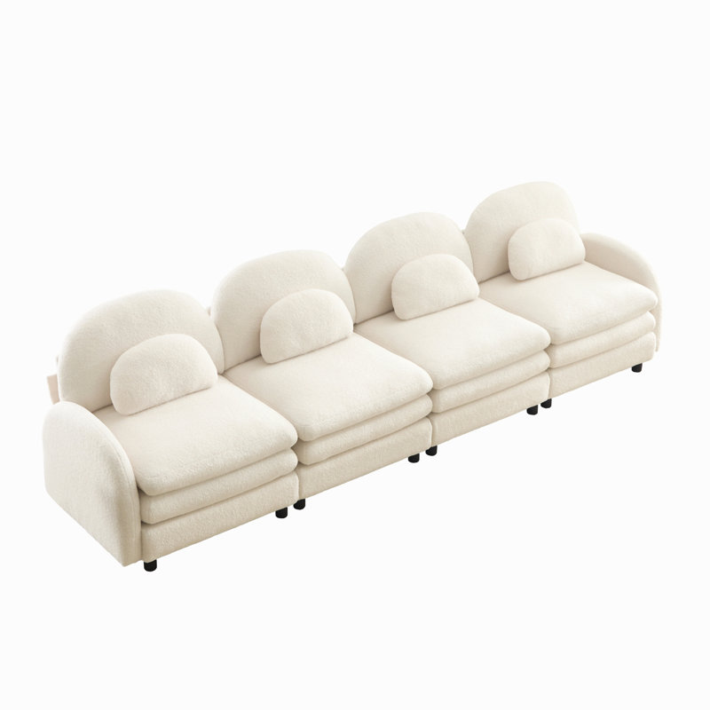 Canapé 4 places Teddy, 129.1" W, Ourson blanc et beige