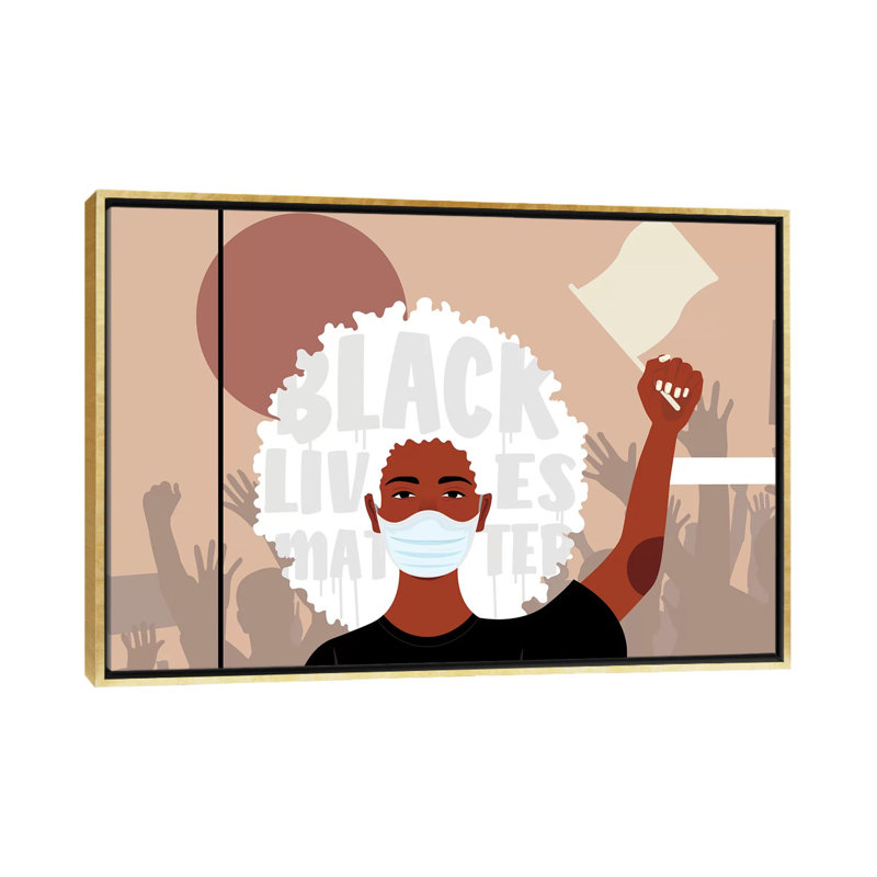 Protest I - impression d'art graphique, Aucun mat, Toile encadrée d'or, H 40 po x l 60 po x 1,5 po