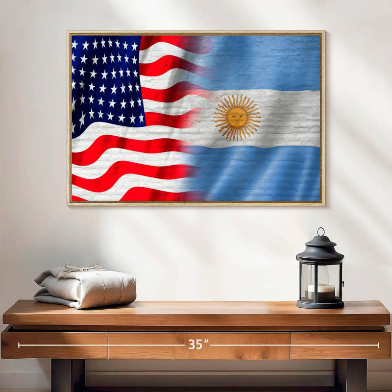 États-Unis et l'Argentine Molesley, Cadre flottant en bois naturel, 25 po x 17 po