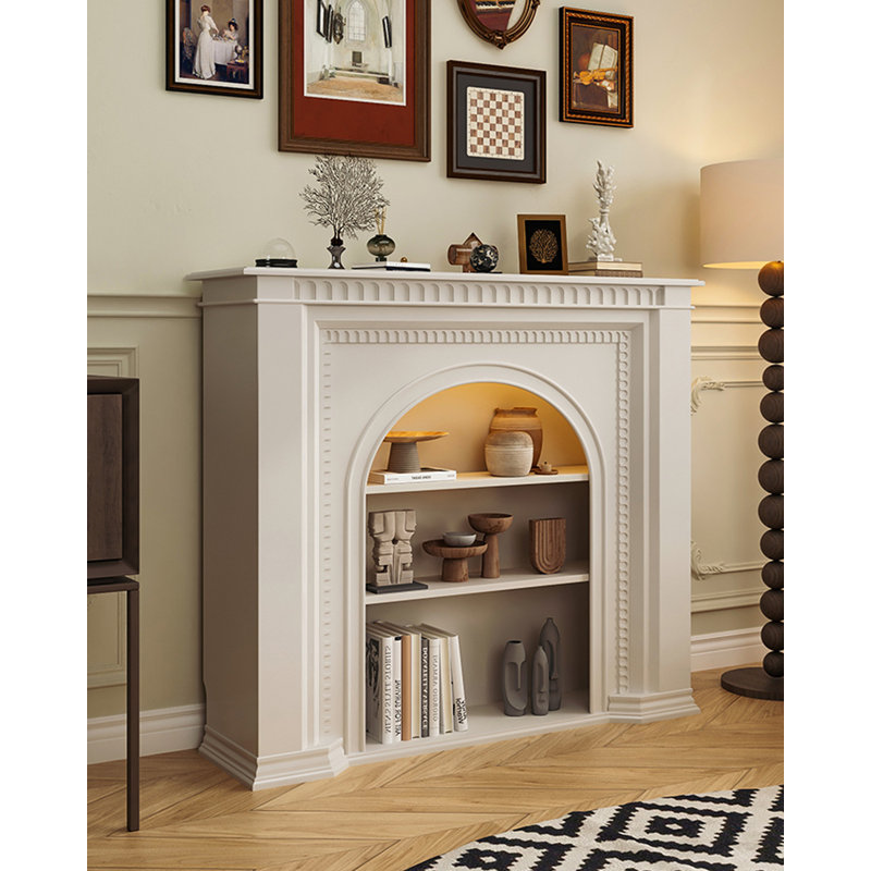 Armoire de rangement décorative française de style rétro, H 39,37 po x l 39,37 po x P 12,60 po, Blanc