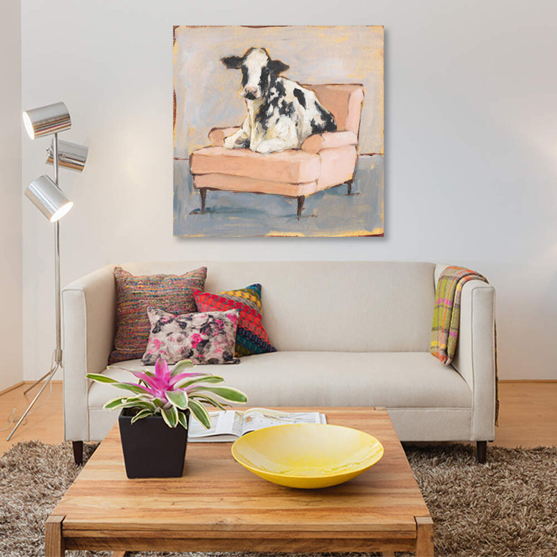 Moo-ving In II by Ethan Harper - Print on Canvas, 45.72 cm H x 45.72 cm W x 1.91 cm D, No Frame