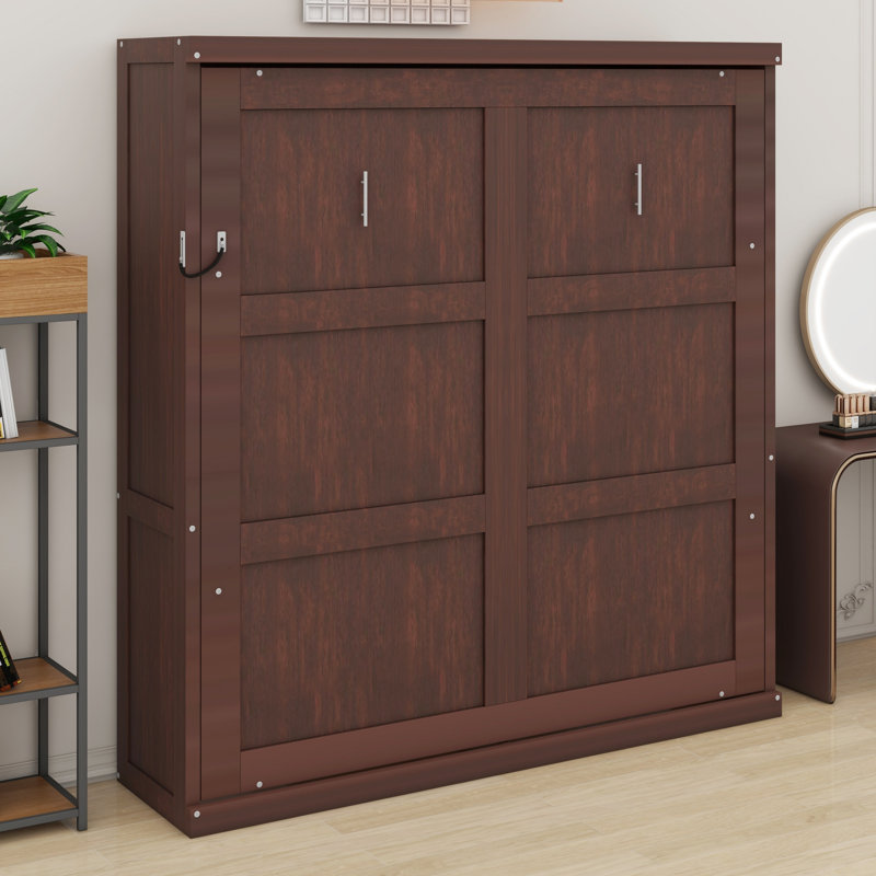 Lit escamotable compact se pliant dans une armoire pour les petits espaces, Espresso, Full / Double