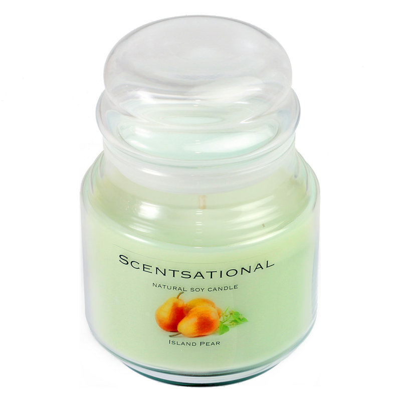 Island Pear Scented Jar Candle with Glass Holder