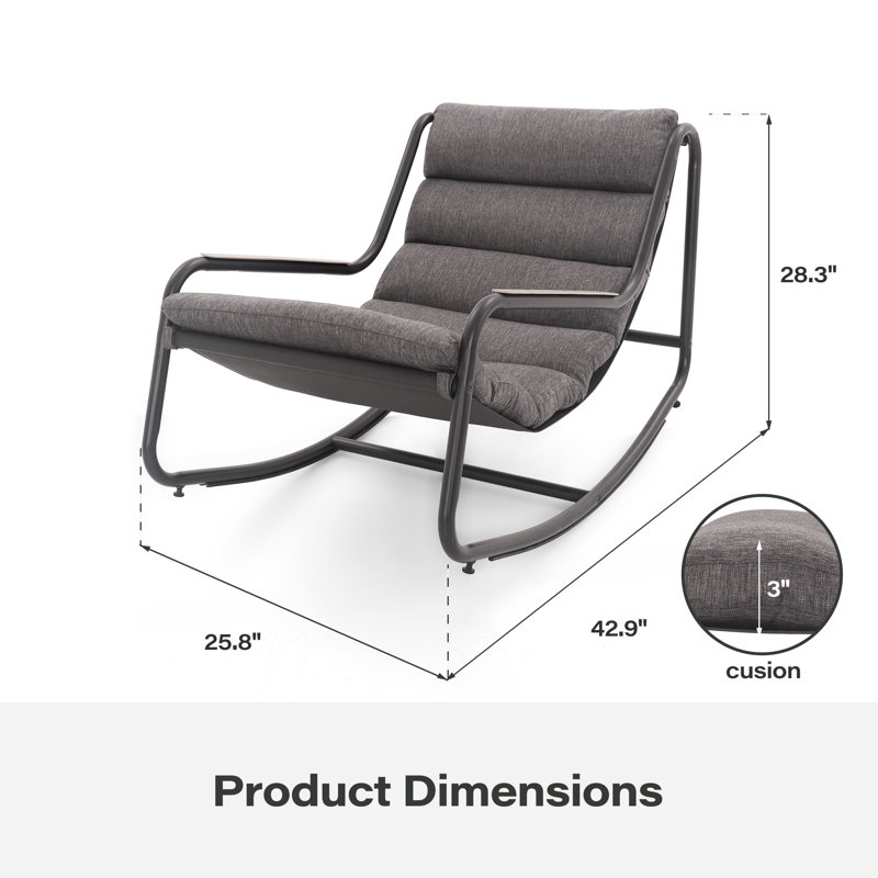 Chaise berçante surdimensionnée pour patio, Gris / Noir mat