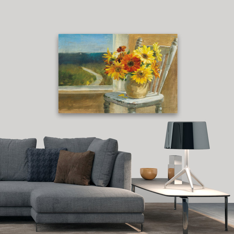 Chaises côtières - tournesols au bord de la mer, H 32 po x l 48 po