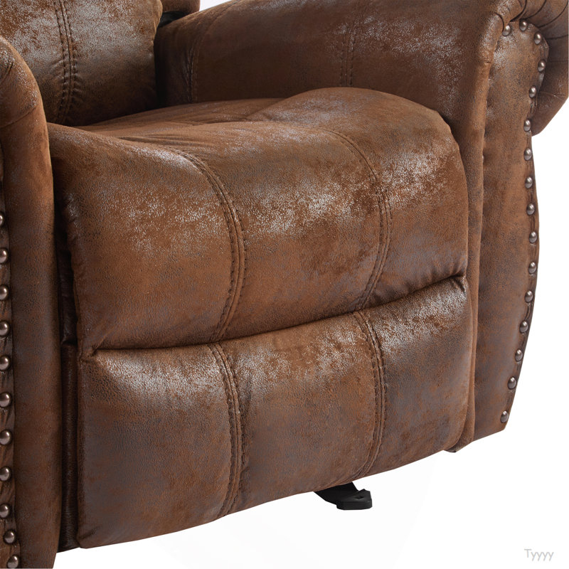 Fauteuil inclinable manuel en daim de 40,75 po de largeur, Brun