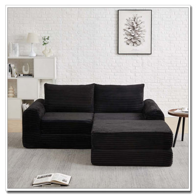 Minimalist 2-in-1 Sofa Bed with Corduroy Fabric and Curved Design
