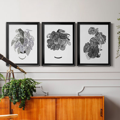 B&W d'intérieur plante I - ensemble de 3 reproductions d'art sur toile