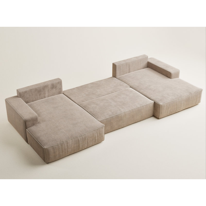 6 Seater Reclining Corner Sofa , Beige