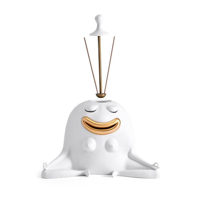 Haas Meditator Incense Holder - White + Gold