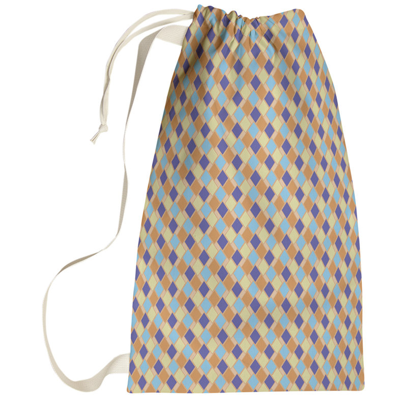 Leffel Fabric Laundry Bag with Handles, Small ( 64" H x 20" W x 1.5" D), Orange/Blue