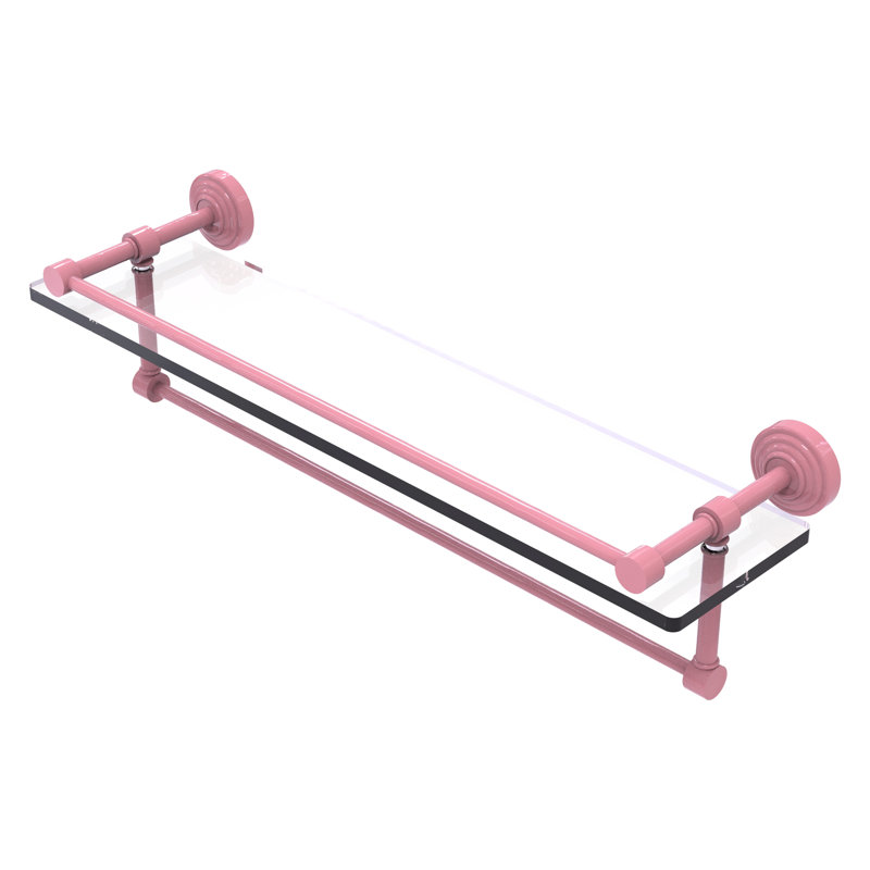 Tablette en verre avec barre à serviettes, H 5 po x l 22 po x P 5 po, Rose