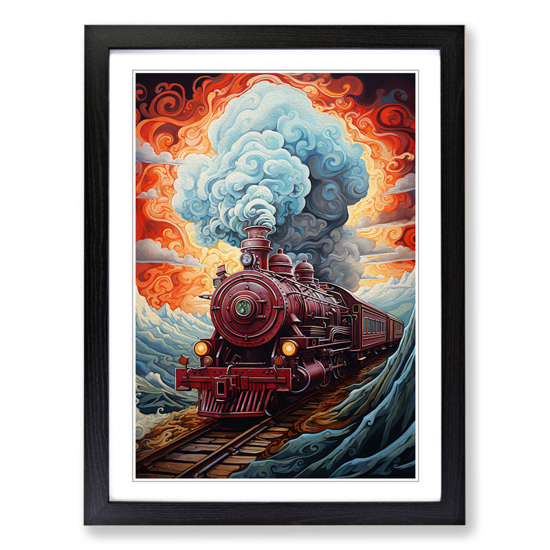 Train Art Informel Art - Framed Print, 34cm H x 25cm W, Black Framed