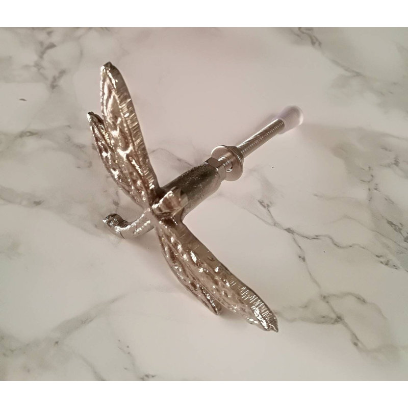 Silver Dragonfly Cabinet Knob