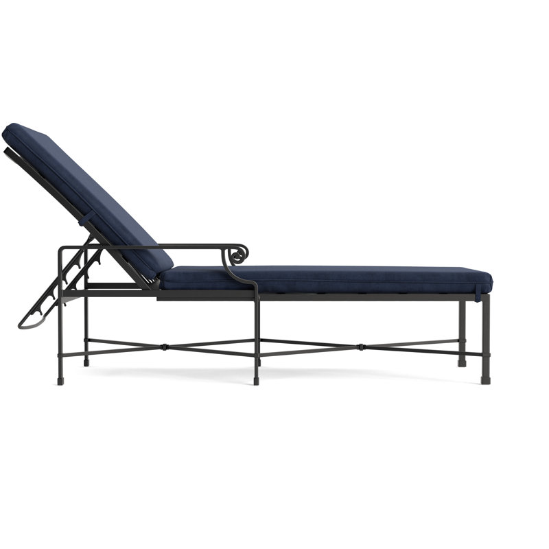 Venetian Outdoor Chaise Lounge, Textured Pewter, Fusion Neptune