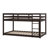 Twin Over Twin Solid Rubber Wood Floor Bunk Bed – Ladder & Strengthened Slat Upper/Bottom Platforms-716548765