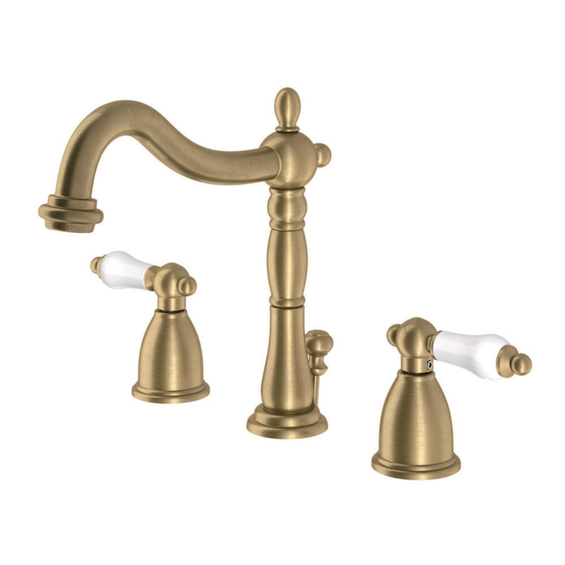 Robinet de salle de bain espacé avec ensemble de drain Heritage, Laiton satiné