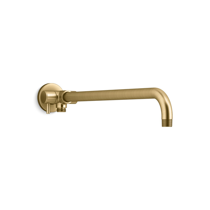 Wall-Mount Rainhead Arm with 2-Way Diverter, Brass