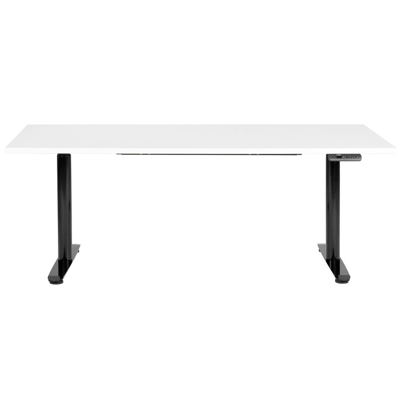 Ashrita Adjustable Metal Base Standing Desk, White, 119cm H x 180cm W x 80cm D, Black