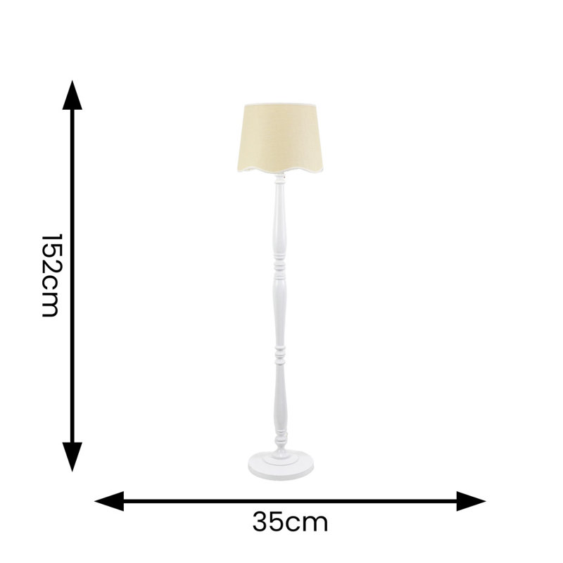 Brechin 152cm Traditional Floor Lamp, White, Natural, Yes