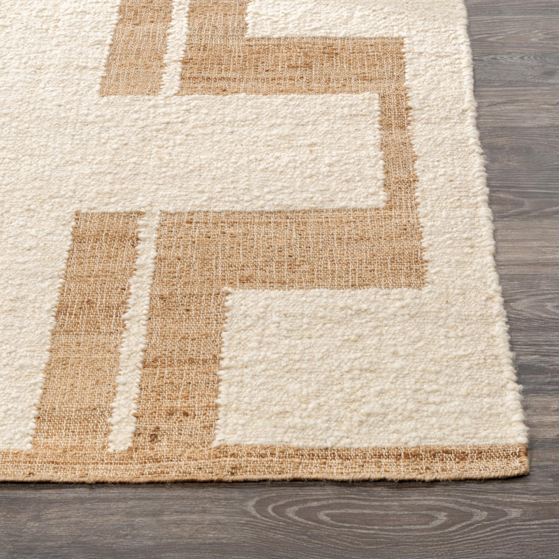 Kavala Handwoven Wool Blend Area Rug, Ivory/Brown, Rectangle 5' x 8'