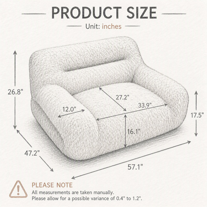 Upholstered 57.1 " Boucle Sofa & Chaise