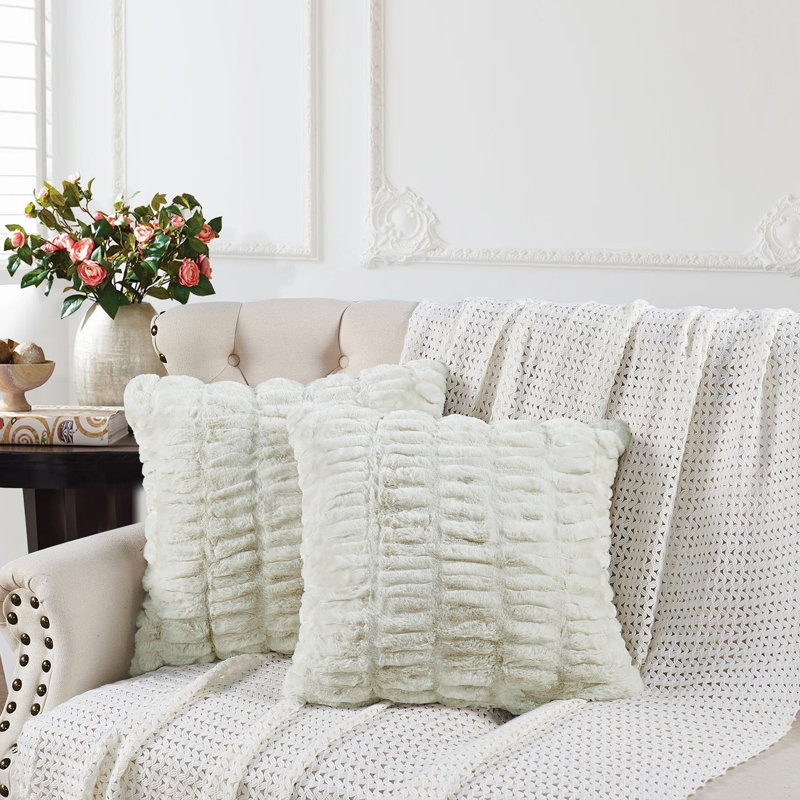 Shar Pei Square Faux Fur Pillow Cover, Moonbeam