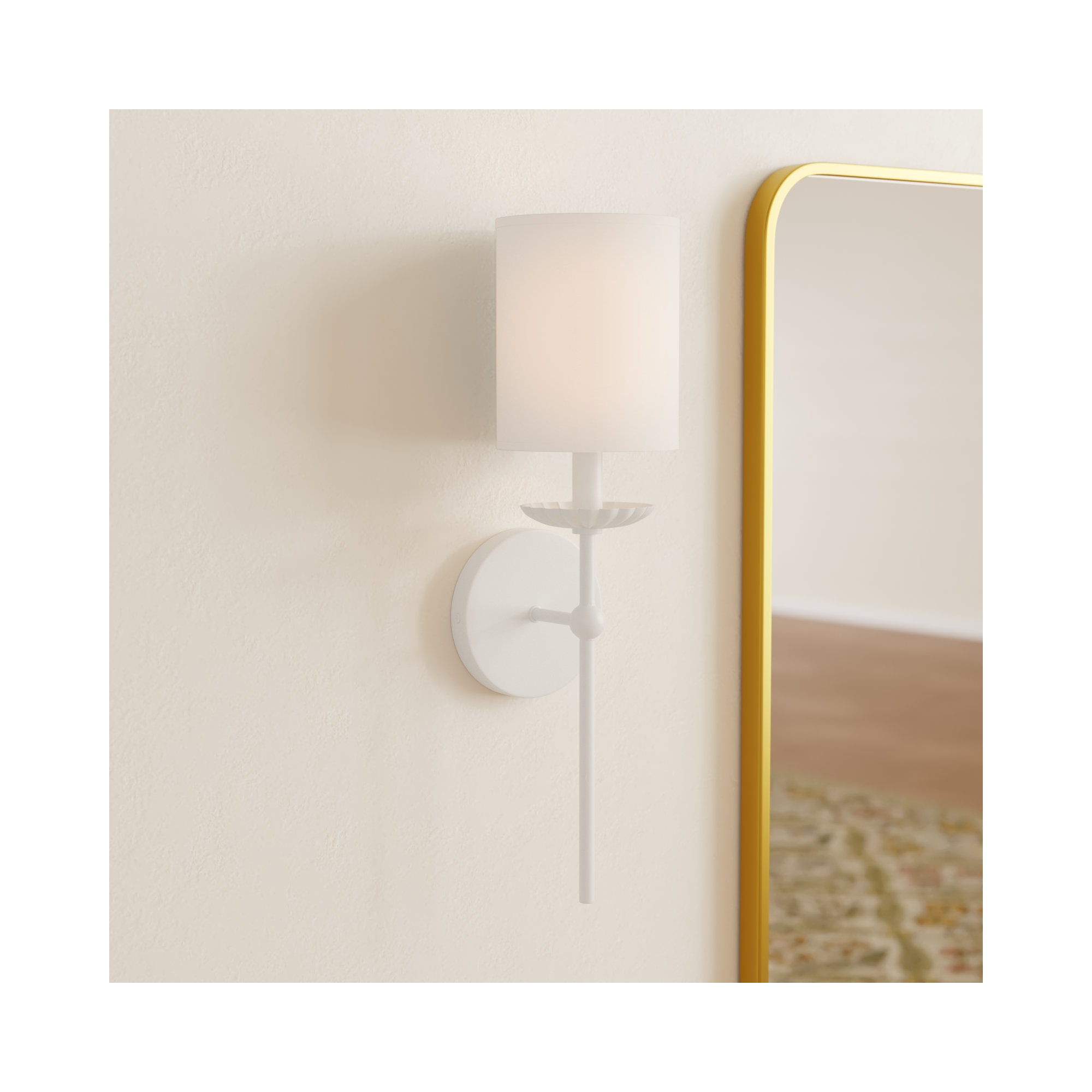 Olivette Single Light Dimmable Wall Sconces, White, White