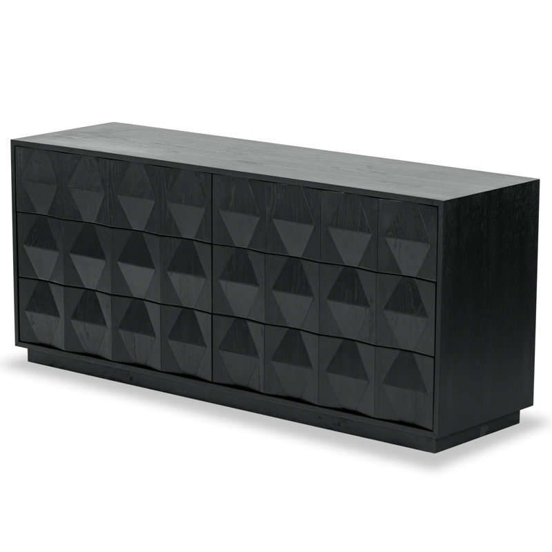 Riabelle Wood 6 Drawer Dresser, Black