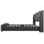 Cadre de lit tapissier grand en cuir, cadre de lit moderne avec tête de lit à oreilles, lit plateforme tapissier avec pied de lit ondulé, sans sommier, noir-300961708-300961710
