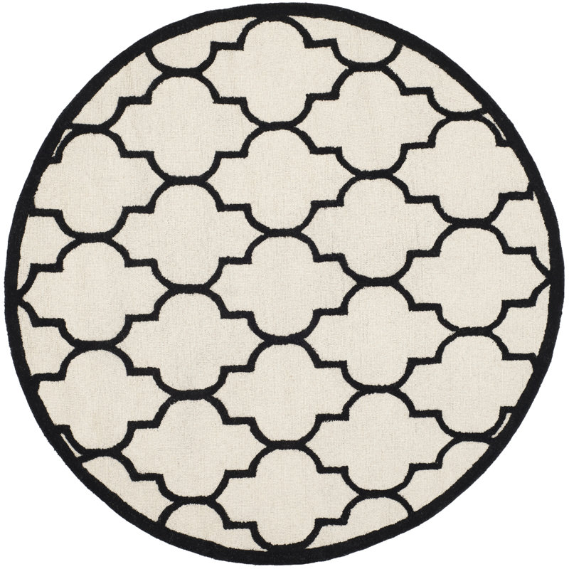Cannen Hand Tufted Wool Geometric Rug, Round 6'